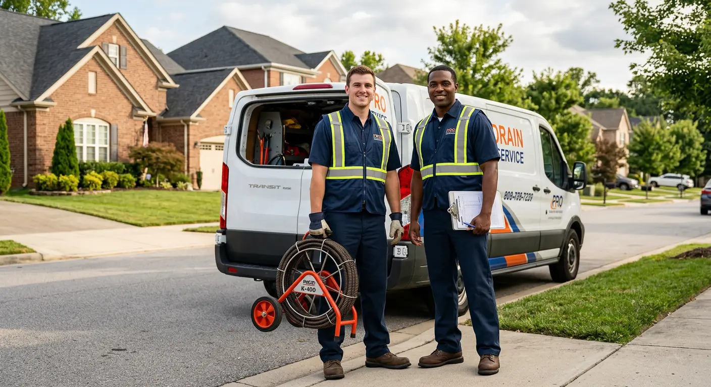 Sewer and drain service team with equipment ready for work in Simpsonville