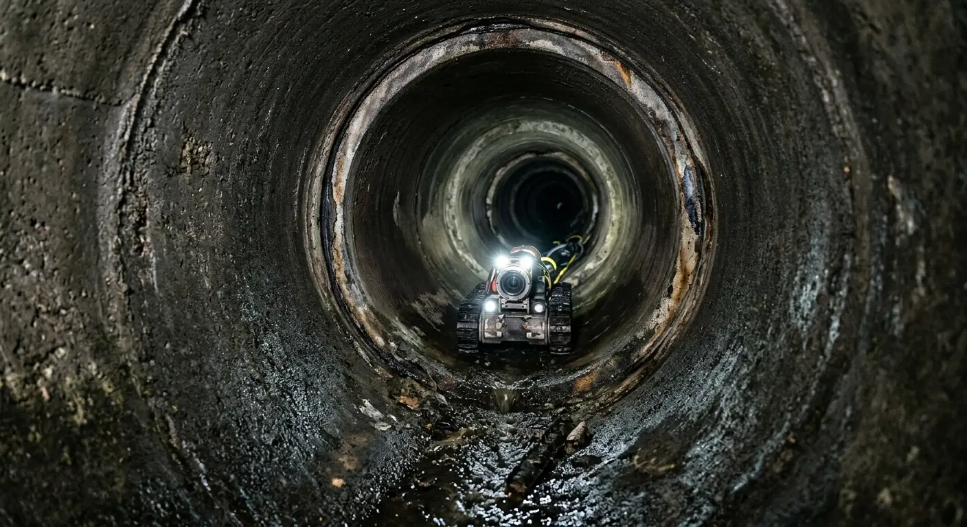 Robotic sewer camera inspecting pipe interior for Sewer Line Repair in Simpsonville